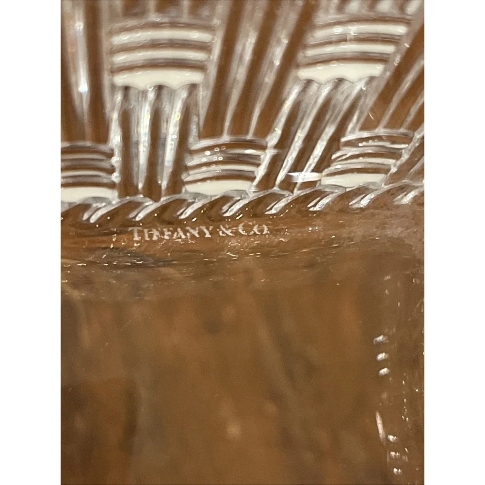 Tiffany & Co Glass Crystal Square Trinket Candy Dish 4
